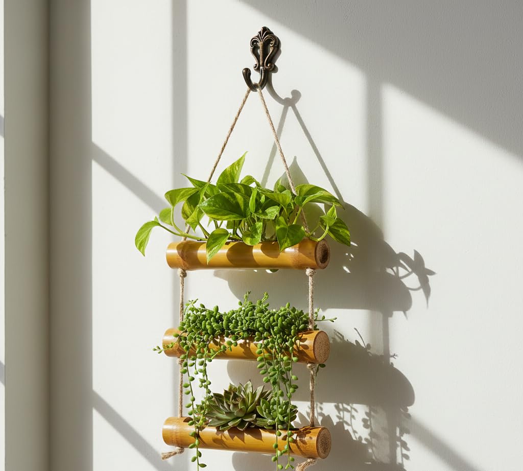 Bamboo Handamade Planter Basket Wall Hanging Bamboo Planter for Plants Perfect for Home & Garden Decor (3 Step Planter) Bamboo Handamade Planter Basket Wall Hanging Bamboo Planter for Plants Perfect for Home & Garden Decor (3 Step Planter)