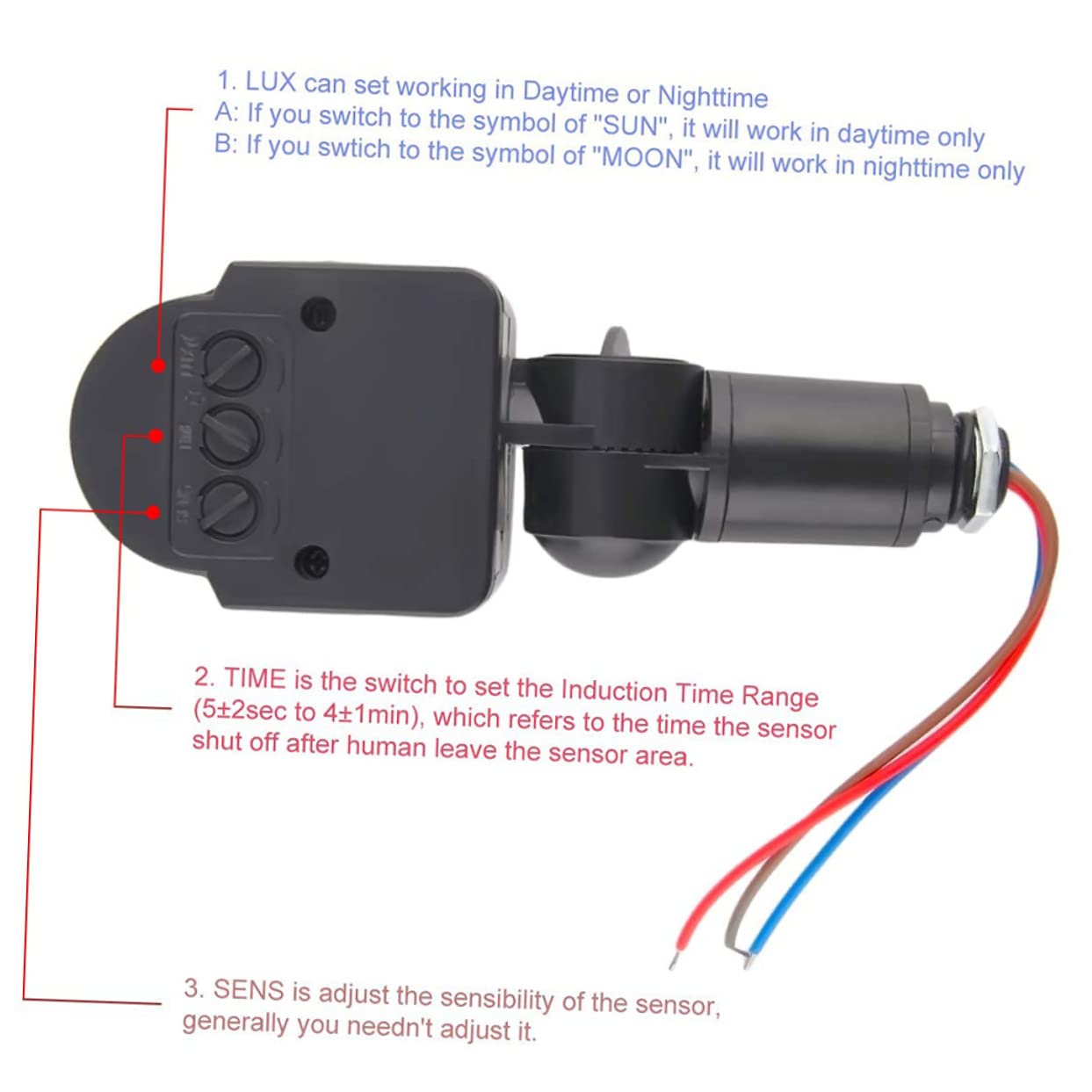 HOLIDYOYO 12V Sensor Controller for LED Lights Motion Sensor Switch with Sensitivity Detection Angle for Indoor Lighting