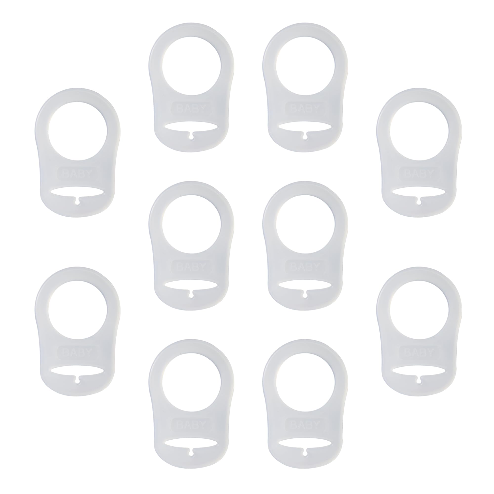 10 Pack Clean Pacifier Clip Silicone Adapter Holder Rings for Maam Pacifier (Food Grade, Clear)