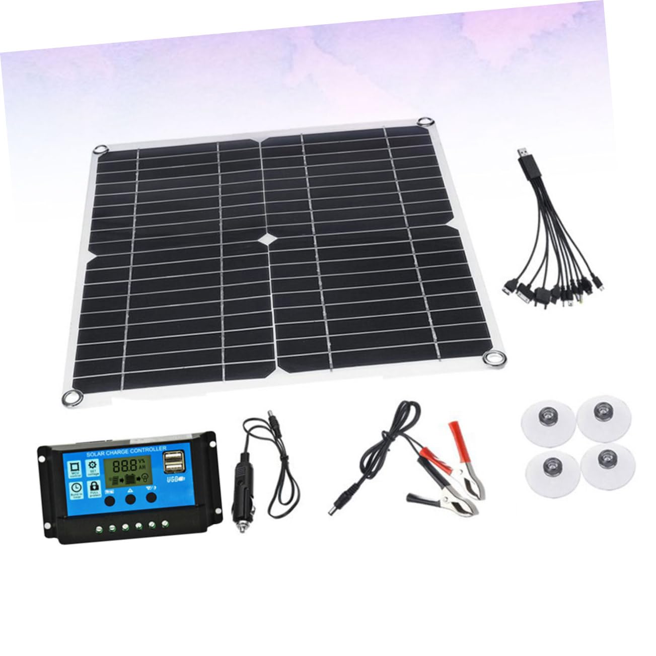 Toddmomy Paneles Solares Con Controlador Cargador Solar Exterior Batería Placa Solar Panel De Carga Monocristalino Eva Pet