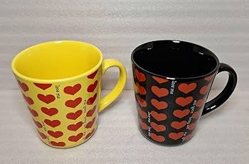 【タイムセール】hide マグカップ　イエロー、ブラック Amazon.co.jp: hideマグカップ イエローハート&ブラックハート