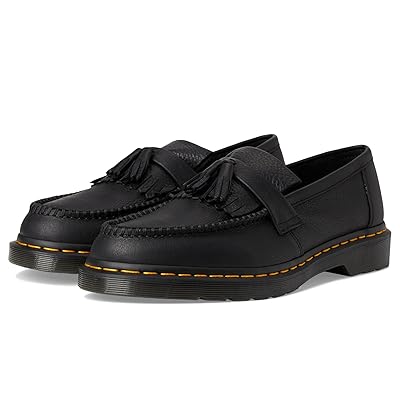 Dr. Martens Adrian Yellow Stitch Leather Loafers Lace up Boots Black