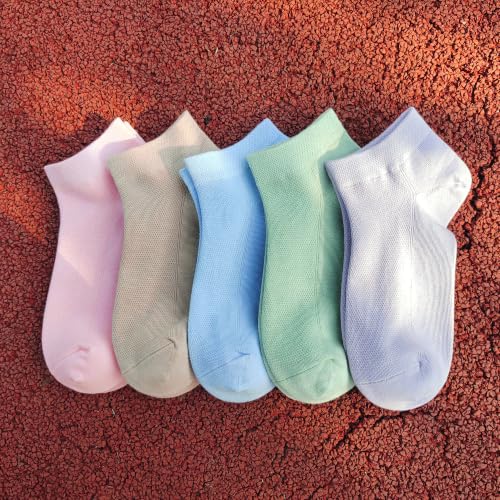 Image of SERISIMPLE Thin Ankle Socks for Women Viscose Bamboo Mesh Breathable Lightweight Low Cut Socks Cool Casual Comfort 5 Pairs