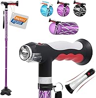 Vista 11 de BigAlex Bastón plegable con dos luces LED para ancianos, base sólida, bastón ajustable con bolsa de transporte para hombres y mujeres