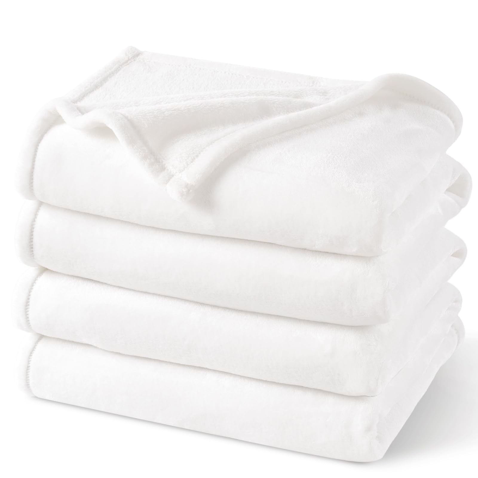 PHF Ultra Soft Fleece Blanket King Size 220x240cm, No Shed No Pilling Luxury Plush Cozy Flannel 280GSM Lightweight Throw Blanket for Bed, Couch, Chair, Sofa Suitable for All Season, White