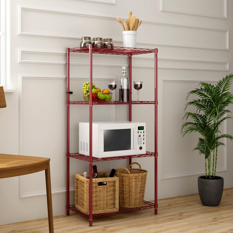 Image of 4-Shelves Heavy Duty Steel Storage Rack | Multipurpose Shelving Unit for Kitchen, Home & Utility