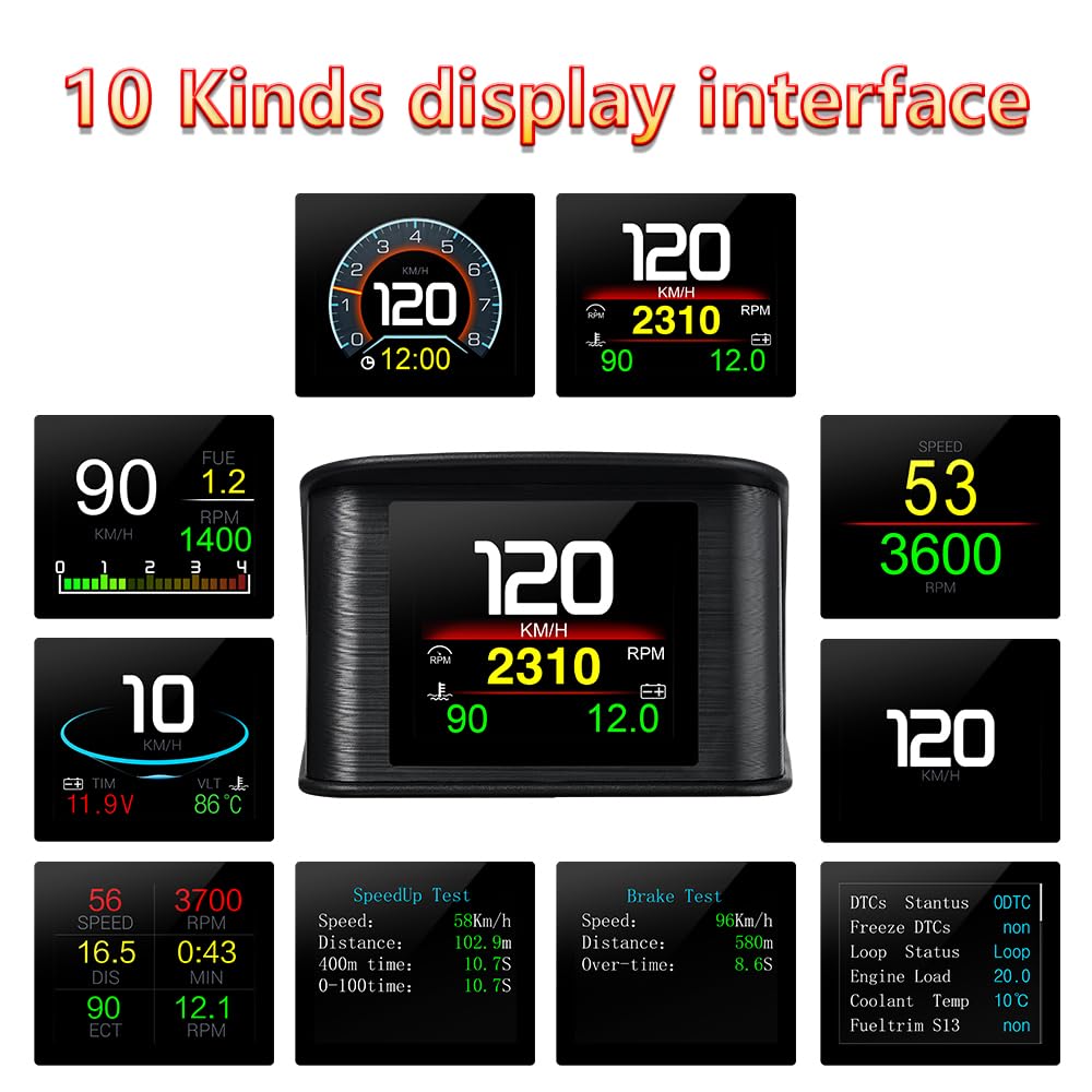 P10 PRO Auto OBD2 Head Up Display Digital Tachimetro Computer di Bordo Allarme Velocità Eccessiva Codice Errore Motore Accessori Elettronici