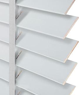 Cordless Faux Wood Blinds 29" 31" 38" 40" 42" 52" 58" 63" 68" 72" - 2" Blackout Privacy Wooden Blinds for Indoor Windows, Blackout Shades Suitable for Living Room, Bedroom(White)