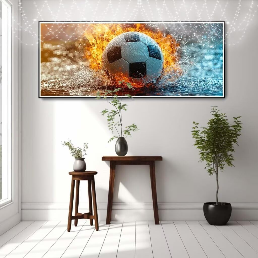 5D DIY zestaw do malowania diamentami, krajobraz, piłka nożna malowanie diamentowe dla dorosłych duże 50 x 125 cm, DIY mozaika haft ścieg krzyżykowy zestaw do malowania diamentami, malowanie