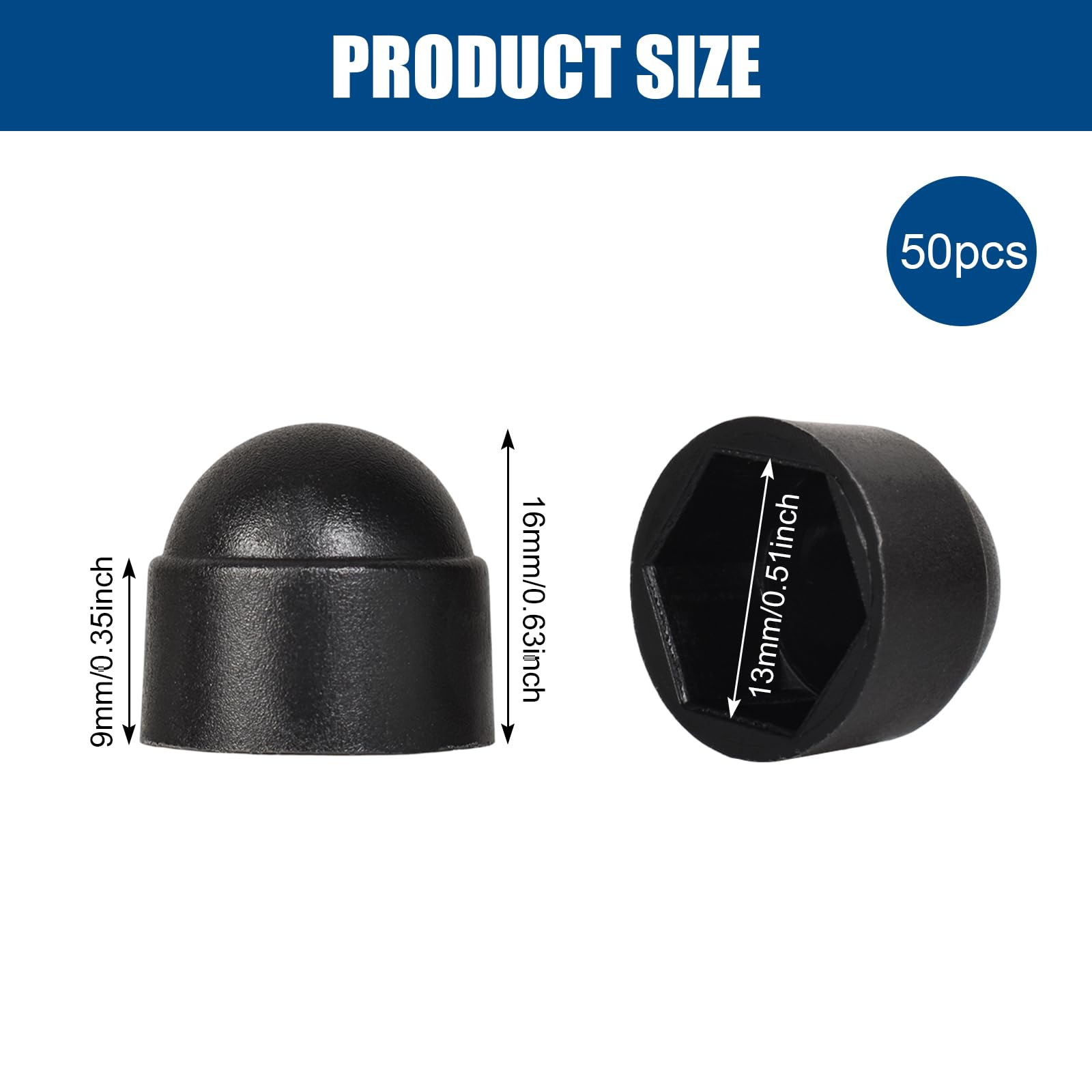 50 Coperture di Protezione per Viti m8, Coperture di Protezione in Plastica per Viti a Testa Esagonale, Adatte per Chiave da 13 mm, Adatte per Viti e Dadi, Prevengono Ruggine e Invecchiamento (M8)