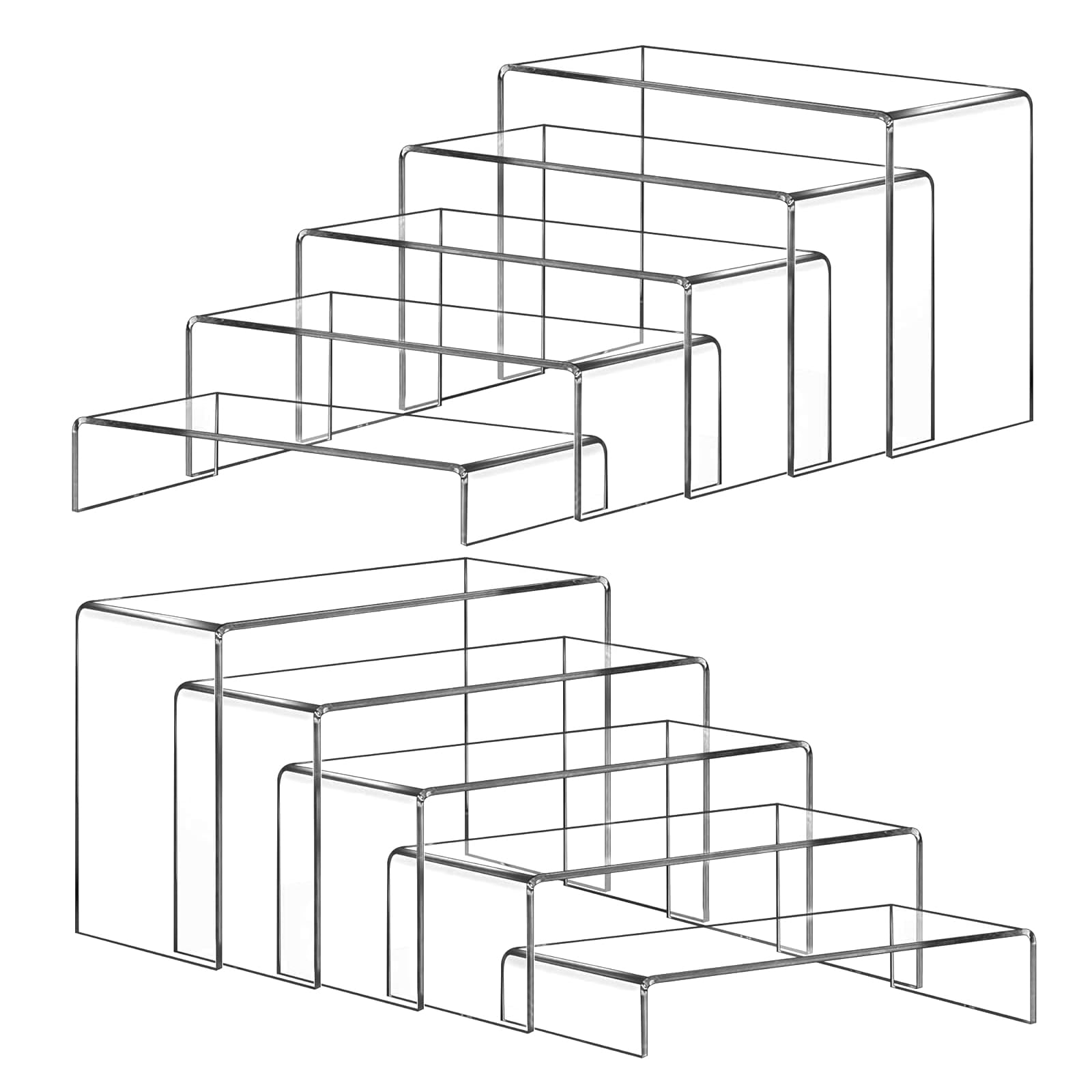 10 supporti per display in acrilico, 5 misure, trasparenti Riser, supporto per display, cosmetici, cupcakes