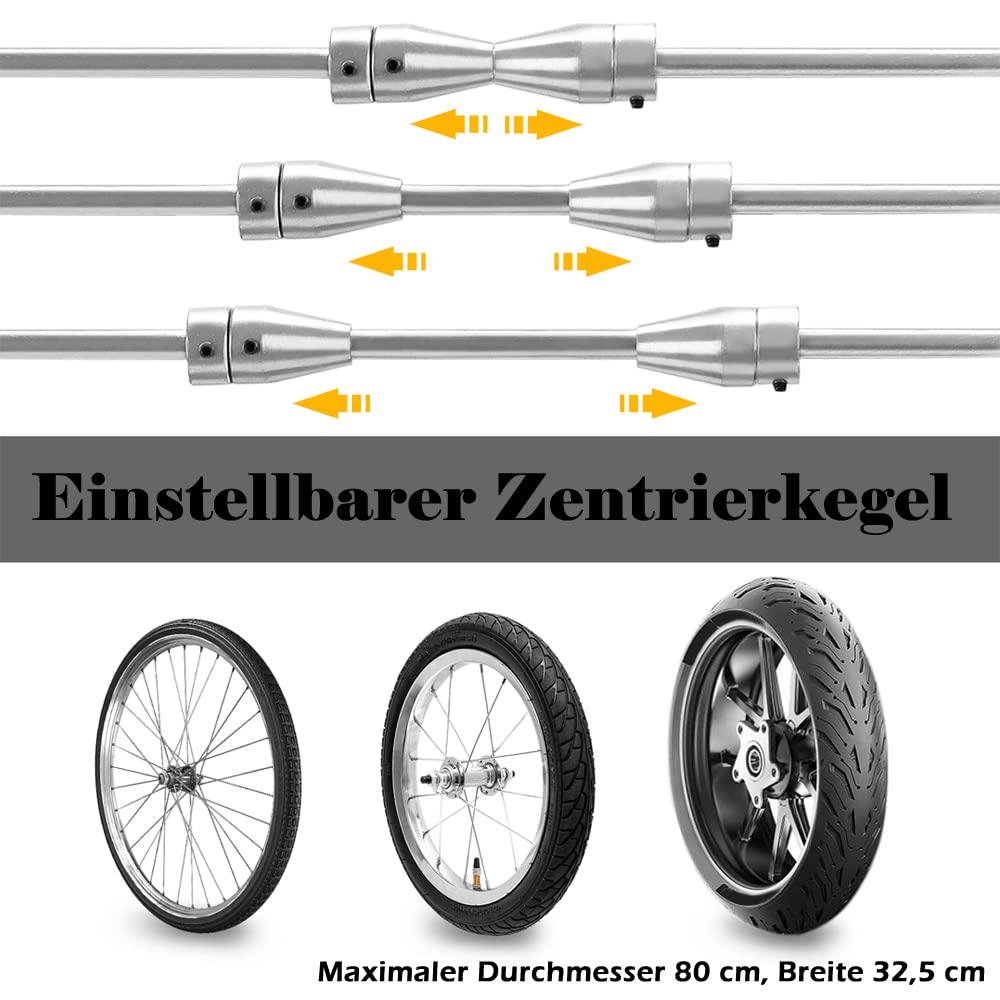Equilibratrice per Moto Cavalletto di Equilibratura Universale Equilibratrice per Cerchi con 2 Coni Regolabili e Livella a Bolla per Pneumatici per Auto Moto - 40x19x50cm