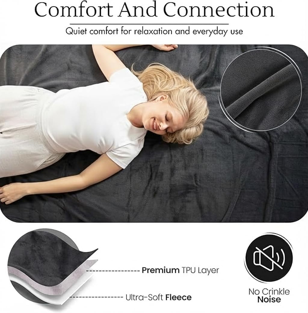 Waterproof Blanket for Bed Intimacy (82"x 82" King Size) Reversible Plush Fleece, Love Blanket, Moisture Absorbent TPU Layer Stain Proof Couch Bed Mattress Water Proof Cover Light/Gray - Image 6