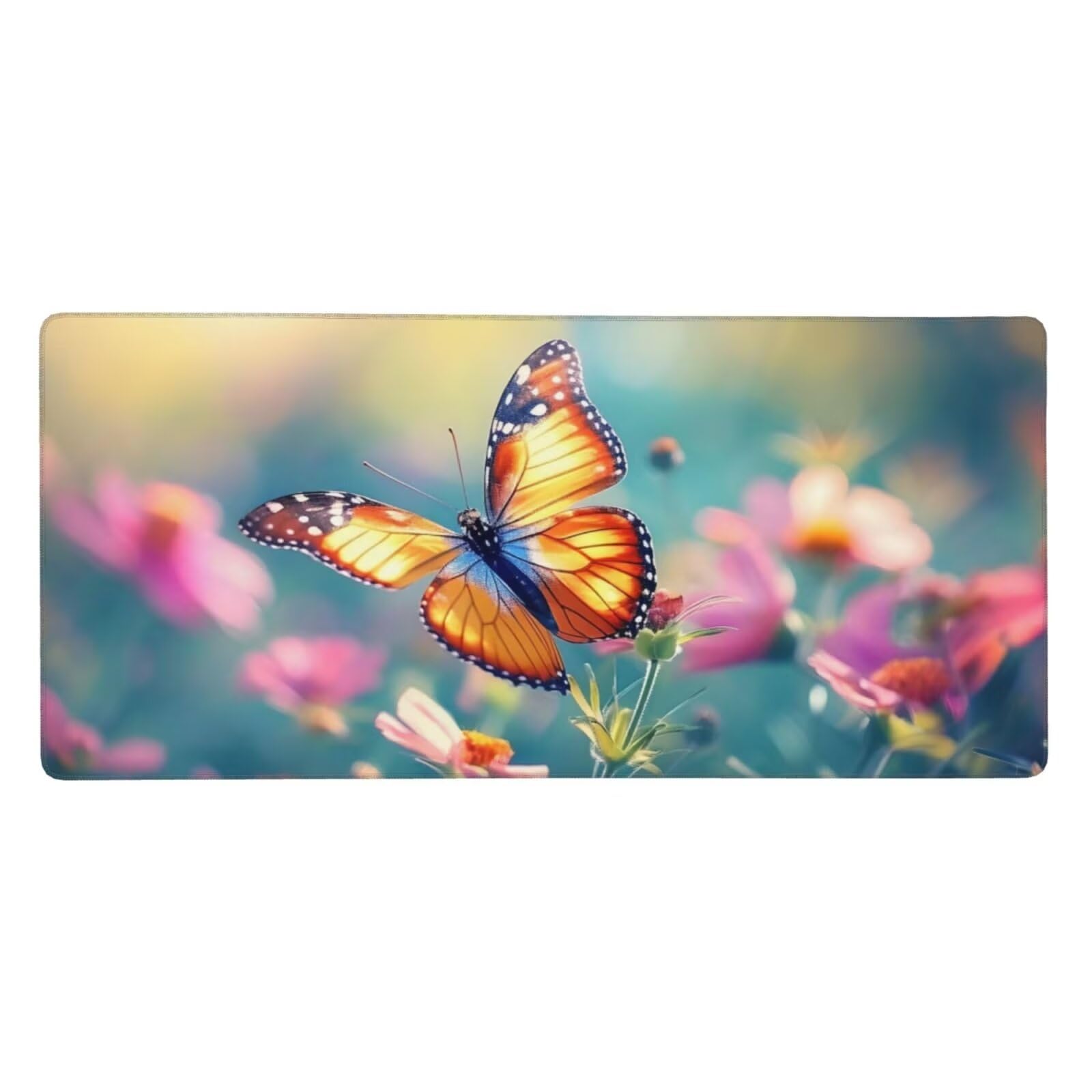 Duża podkładka pod mysz, motyl, podkładka pod mysz na biurko z antypoślizgową podstawą, wodoodporna i trwała podkładka pod mysz do gier, biura, domu, zszyte krawędzie, mata pod klawiaturę, 1200 x 600