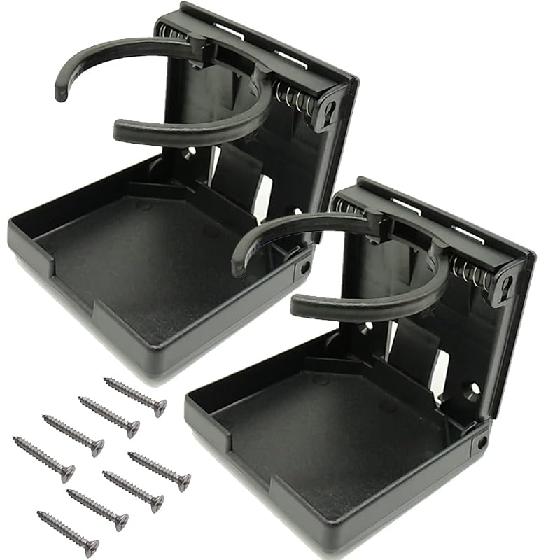 TIHOOD Porta-Copos Ajustável Dobrável para Veículos, Barcos e Caravanas, Preto, Kit com 2 unidades
