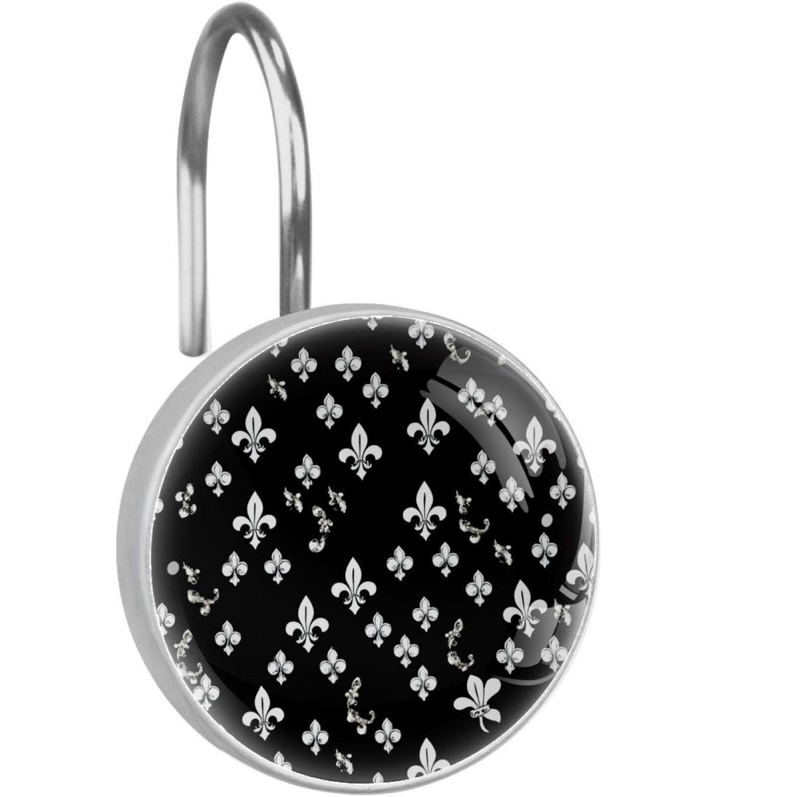 Crochets de rideau de douche anti-rouille à motif fleur de lys