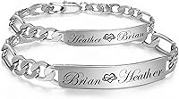 Personalized Silver His & Hers ID Bracelet Set - Custom Engraved Couple Bracelets, Free Engraving, Valentine's Anniversary Gift