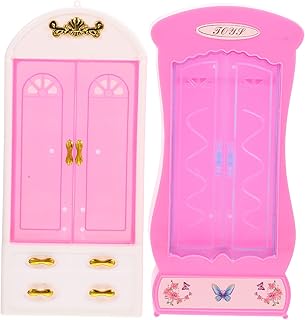 STAHAD 2 Pçs Mini Guarda-Roupa De Boneca Móveis Infantis Miniture Móveis De Casa Mini Armário Armário De Bonecas Guarda-Roupa Roupas De Boneca Oragnizer Móveis De Boneca Armário Casa De