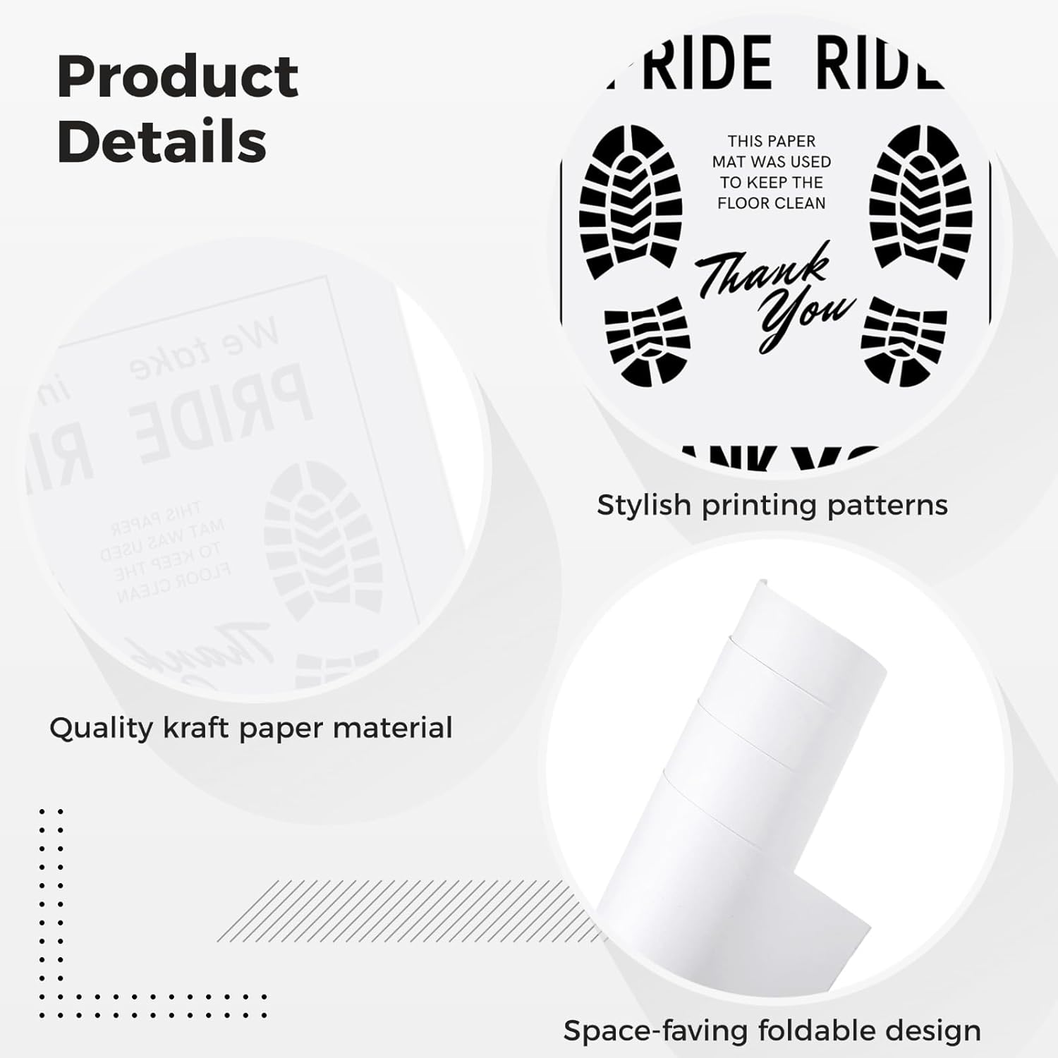 500 Pcs Paper Floor Mats for Cars - 20×16" Disposable Paper Automotive Floor Protectors, Auto Vehicles Floor Covers with Footprint Words, White Floor Pads for Cars
