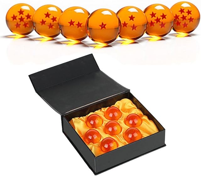 Simuer Unisex Stars Acrylic Transparent Play Balls Crystal Dragon Balls 7pcs Set 4.3cm with Gift Box