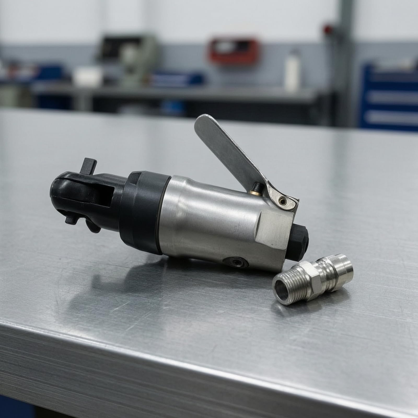 KESOTO Herramienta Carraca con Cabeza Giratoria 1/4 Pulgada y Funcionamiento a 90 Psi para Trabajos Ensamblaje y smontaje en Talleres y