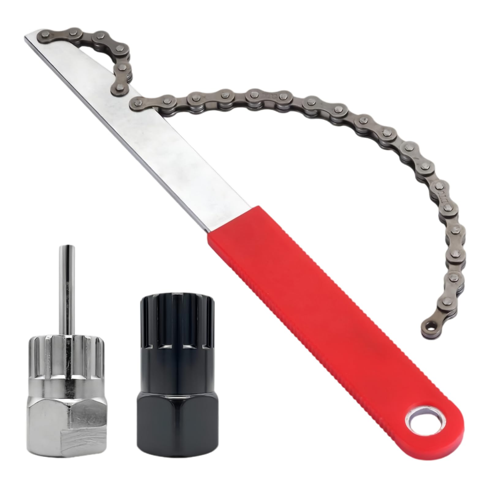 Hvihwi Silver Bicycle Mechanic Tool Set, Cassette Removal Tool, Freewheel Removal Tool, Chain Whip & Lockring Kit For Bike Cassette, Durable For Home Repair