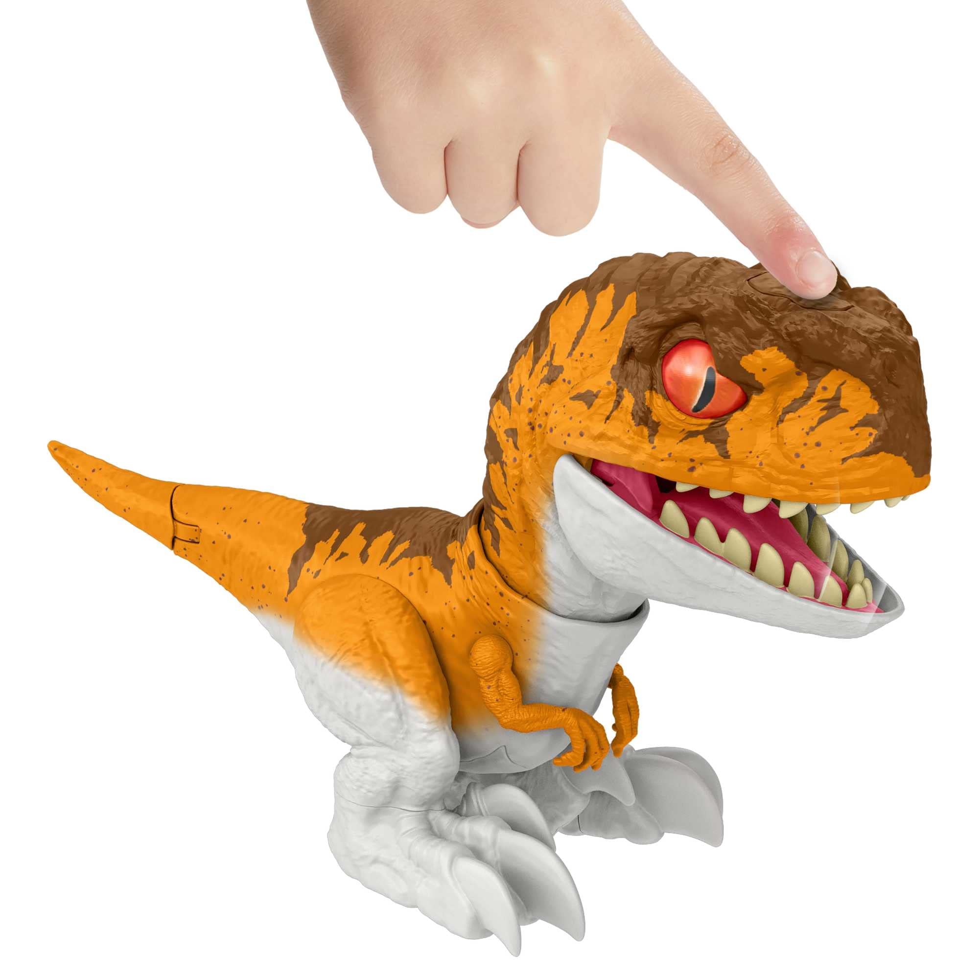 Jurassic World Dominion Uncaged Rowdy Roars Atrociraptor 'Tigre' - Figura de acci n de dinosaurio, regalo de juguete con movimiento interactivo y respuesta t ctil de sonido, regalo y coleccionable