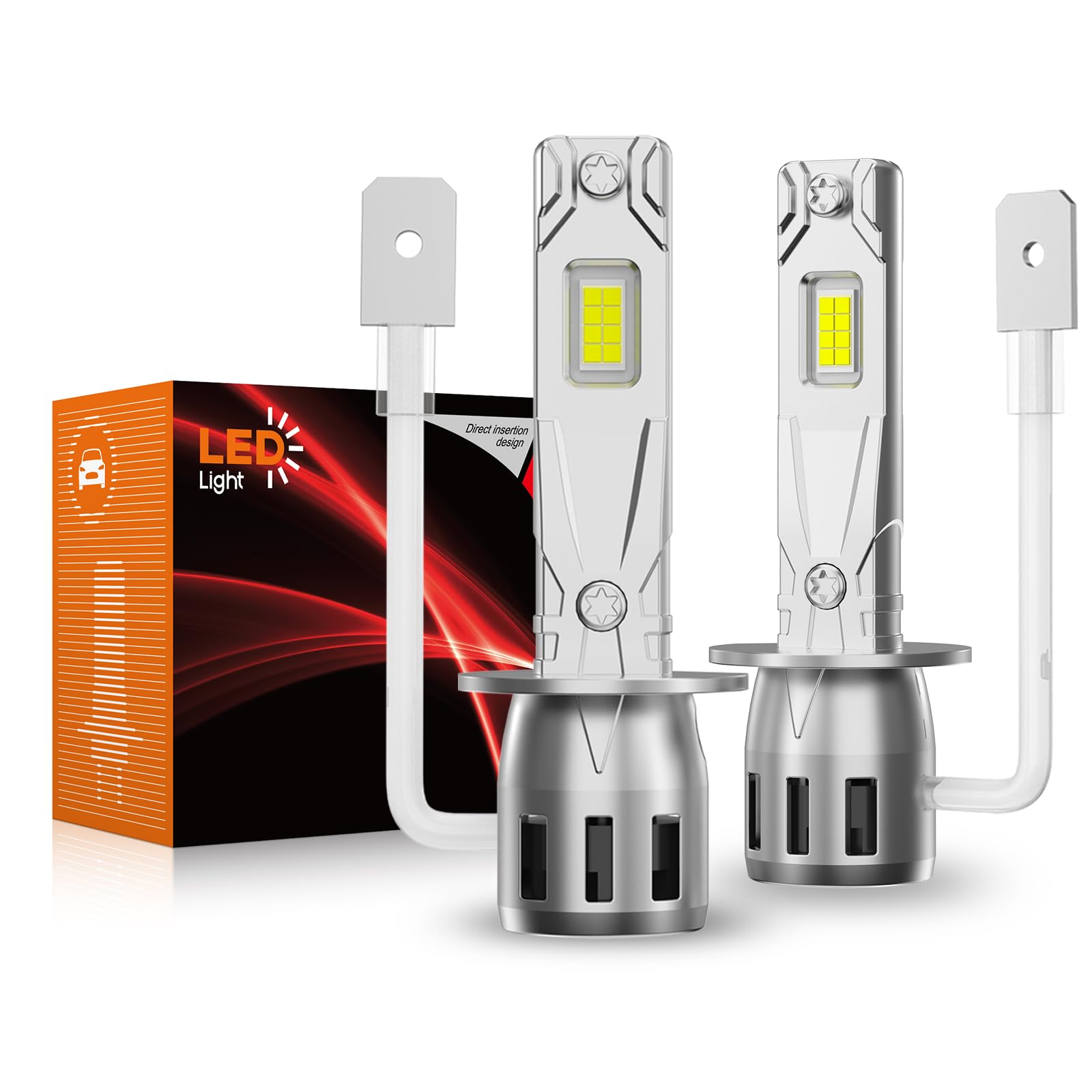 Lampadine H1 LED Auto Fari 18000LM 6500K Bianco Freddo Luce Anabbagliante e Abbagliante, H1 LED Con Ventola Di Raffreddamento Da, Plug and Play (2 pezzi)
