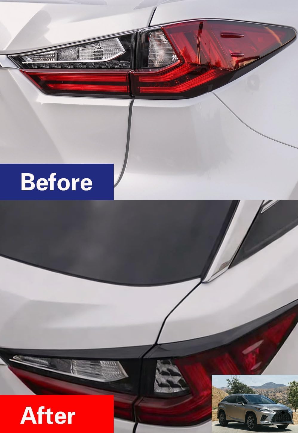 Car Accessories for Lexus RX350 RX450H 2016-2022 Car Rear Tail Light Lamp Cover Trim ABS (Glossy Black A) 4PCS