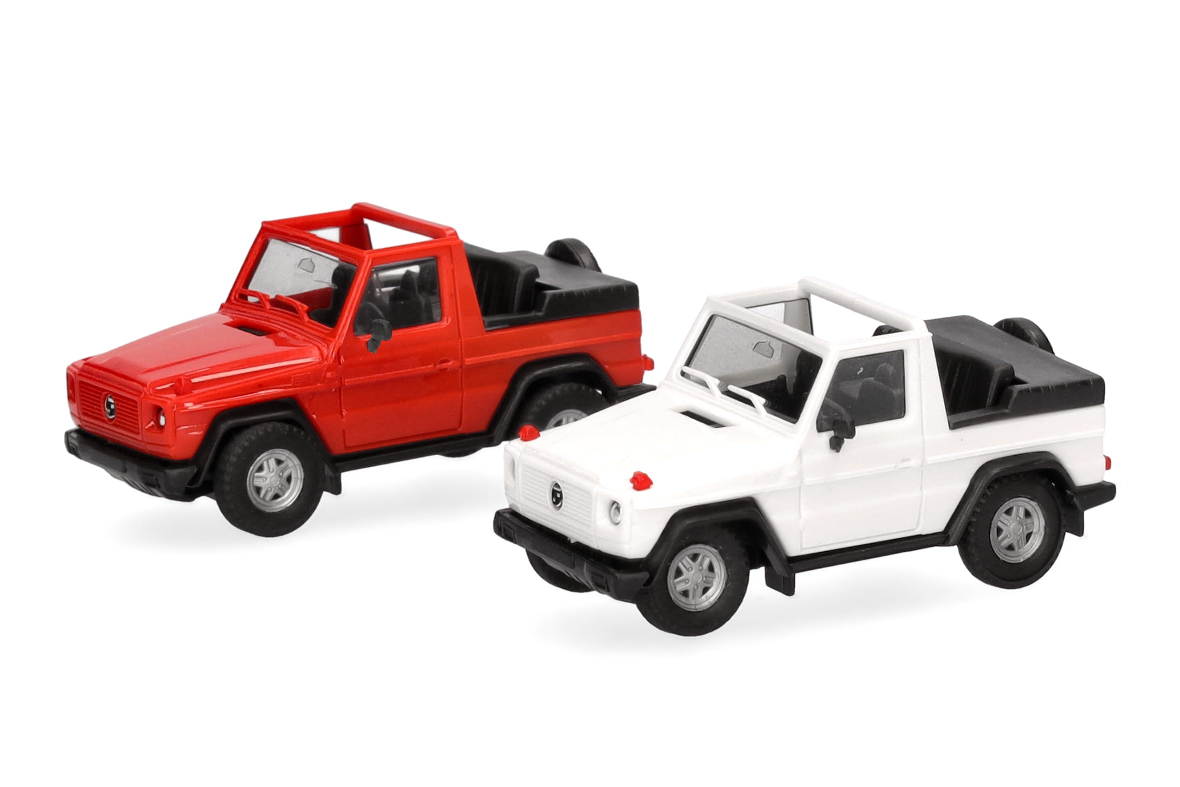 herpa MiniKit Puch G Class (W460) Convertible, Miniature 1:87 Scale Collectable Model Kit, Plastic, White/Red