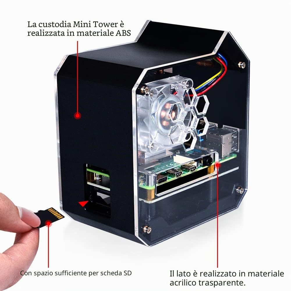 GeeekPi Raspberry Pi Mini Tower NAS Kit,Raspberry Pi ICE Tower Cooler with PWM RGB Fan,M.2 SATA SSD Expansion Board, GPIO 1 to 2 Expansion Board for Raspberry Pi 4 Model B 8GB/4GB/2GB/1GB