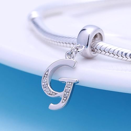 Miniatura 4 de SoulBeads - Colgantes de plata fina 0,925 de letra inicial, alfabeto A-Z. Dije con cristales compatibles con brazaletes europeos
