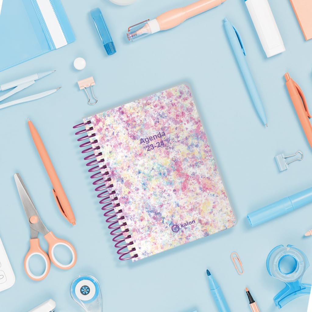 School Diary 2023-2024 (September to June) - Day Page - Size: 11 x 15 cm (A6) - Bilingual: Spanish and English - Splash