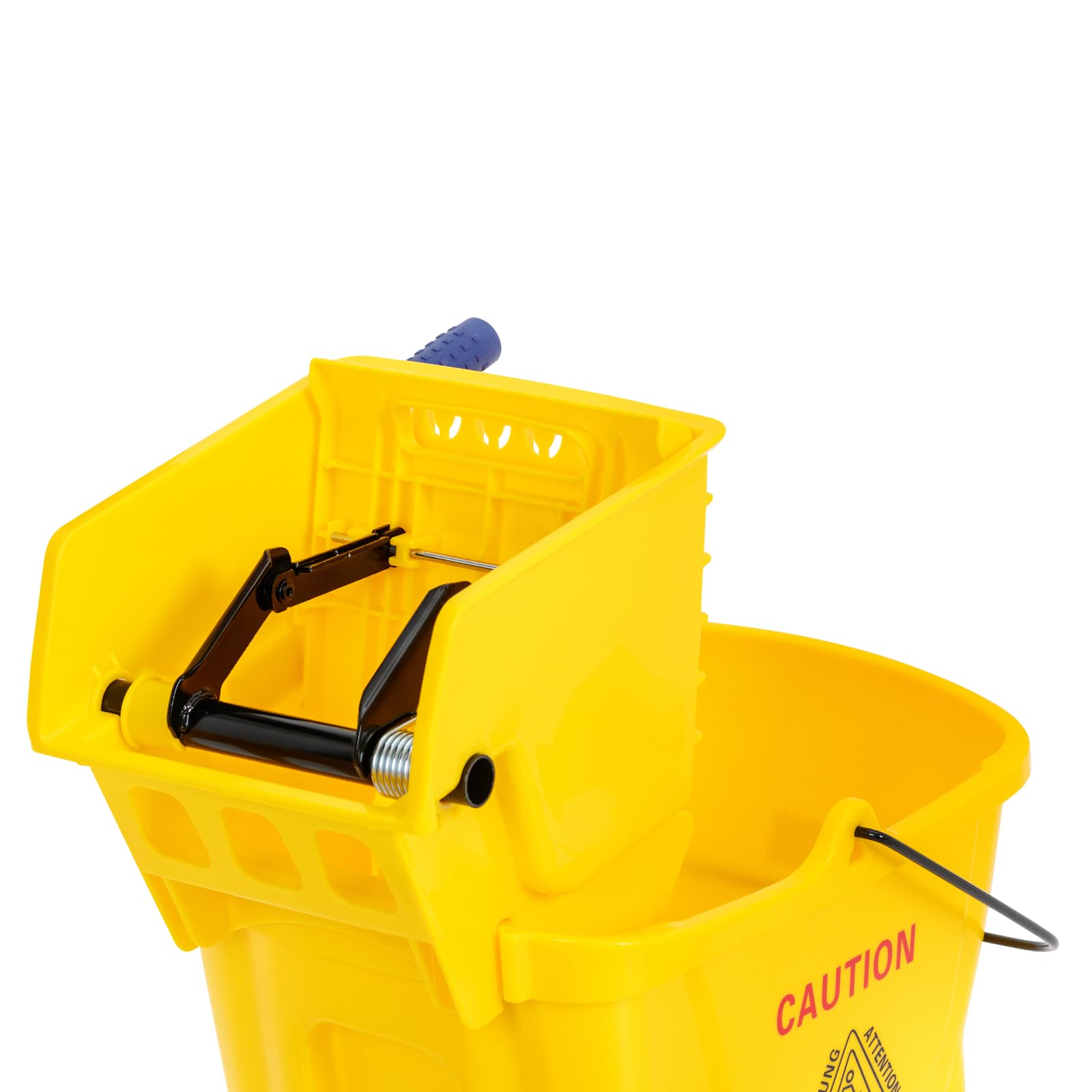 Carro de Limpieza con Prensa y Cubo de 24 L Prensa con Mango Engomado para Mopa hasta 130 mm 4 Ruedas Carro de limpieza industrial Carro de fregar para hostelería Carrito para fregar suelos