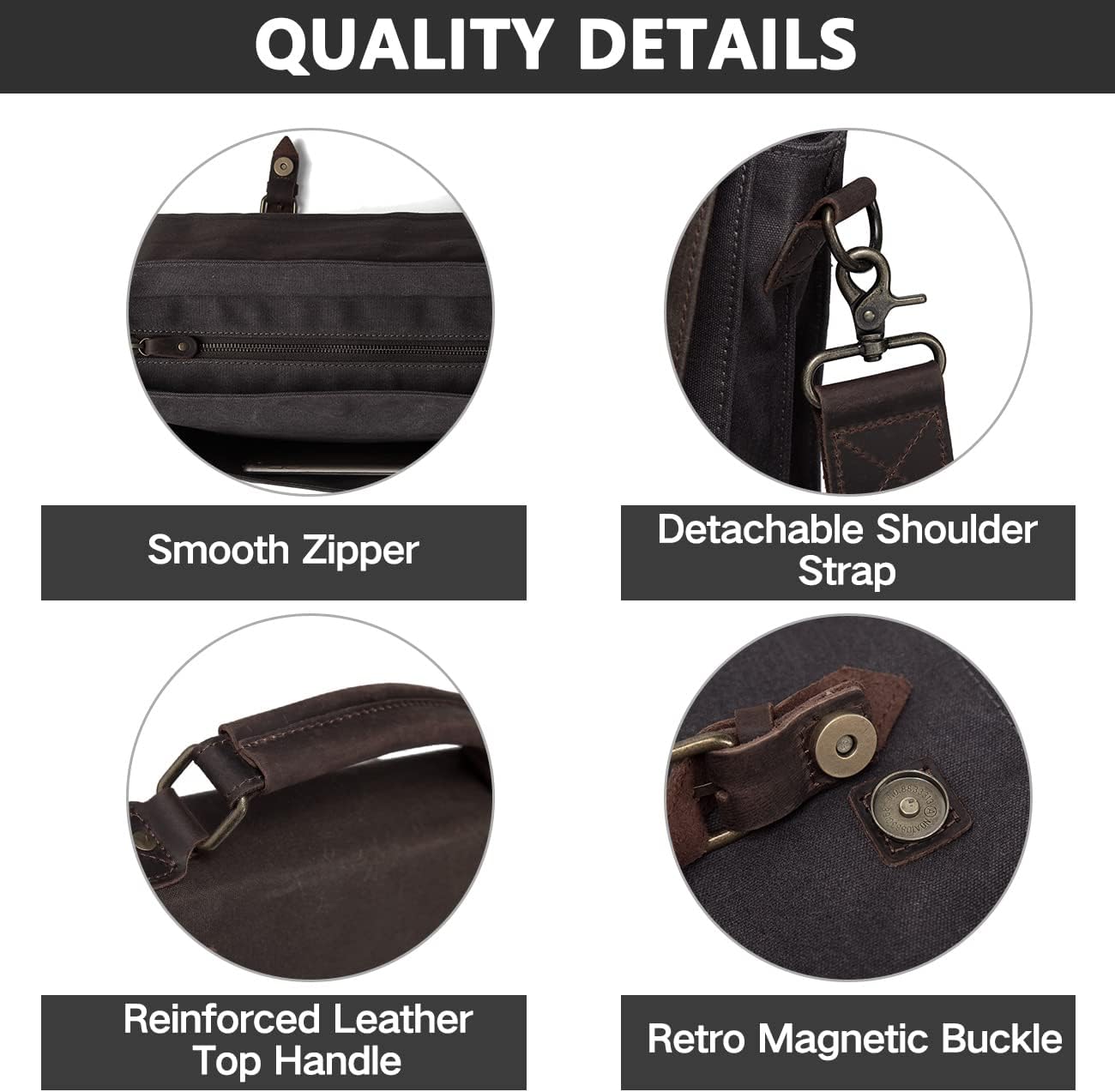 Get Popular Offer Messenger Bag for Men, Kasqo WaterResistant Waxed Canvas Fits 15.6 inch Laptop Briefcase Shoulder Bag Satchel for Work Business