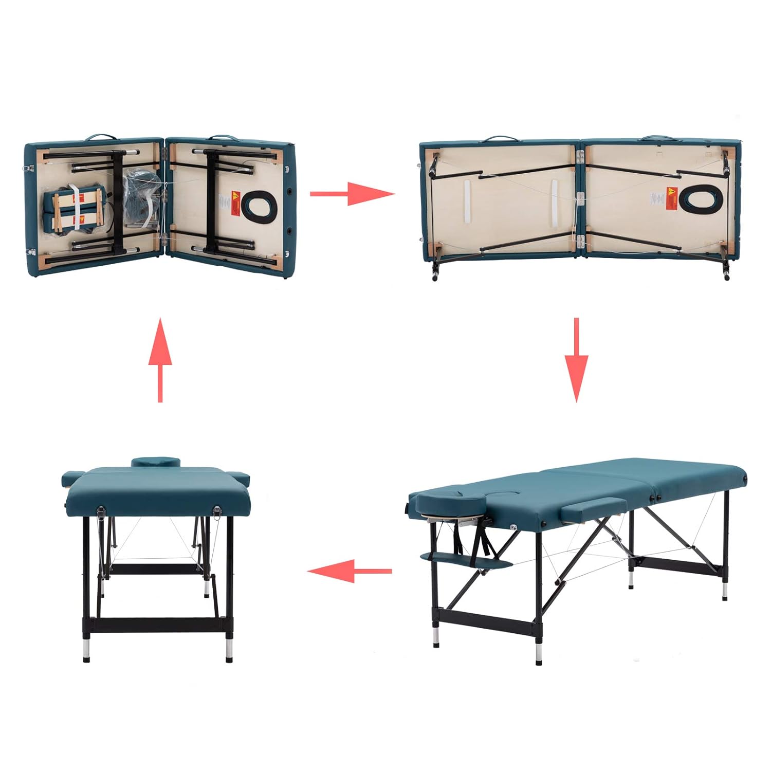 Artechworks Lightweight Massage Table with Aluminium Frame, 2 Fold Beauty Therapy Bed, w/Free Carry Case, Face Cradle, Arm Rests, Teal Green : Beauty & Personal Care