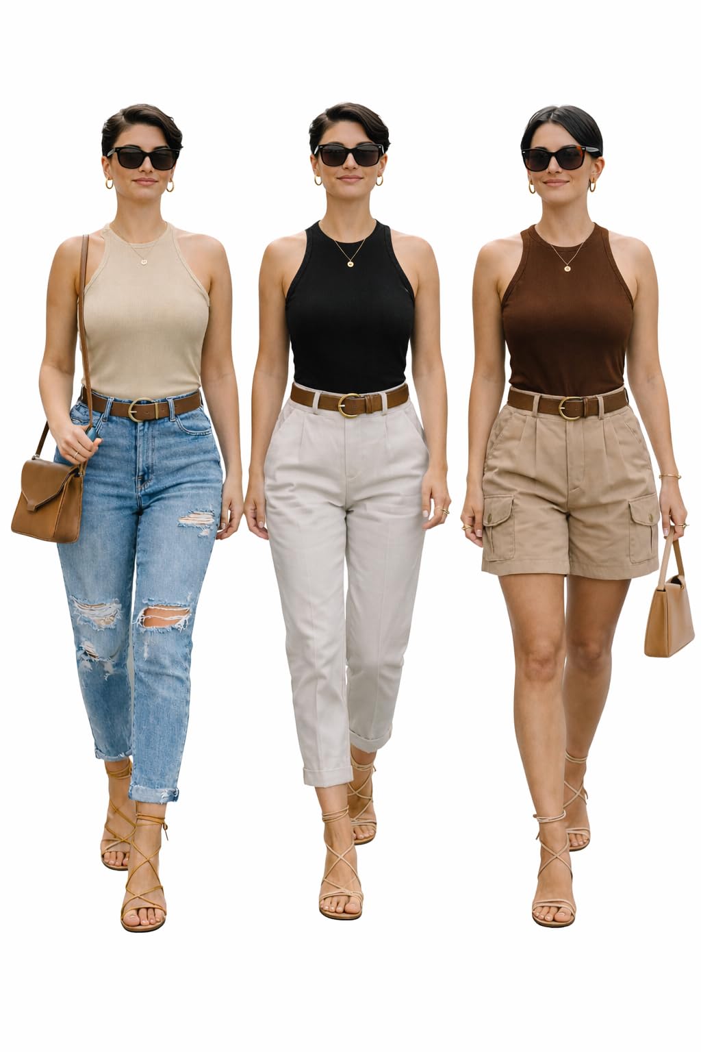 keri perry Tops for Women Crop Top for Women's Tank Activewear Tee Sports Casual Round Neck Cotton Camisole Pack of 3-picture-34