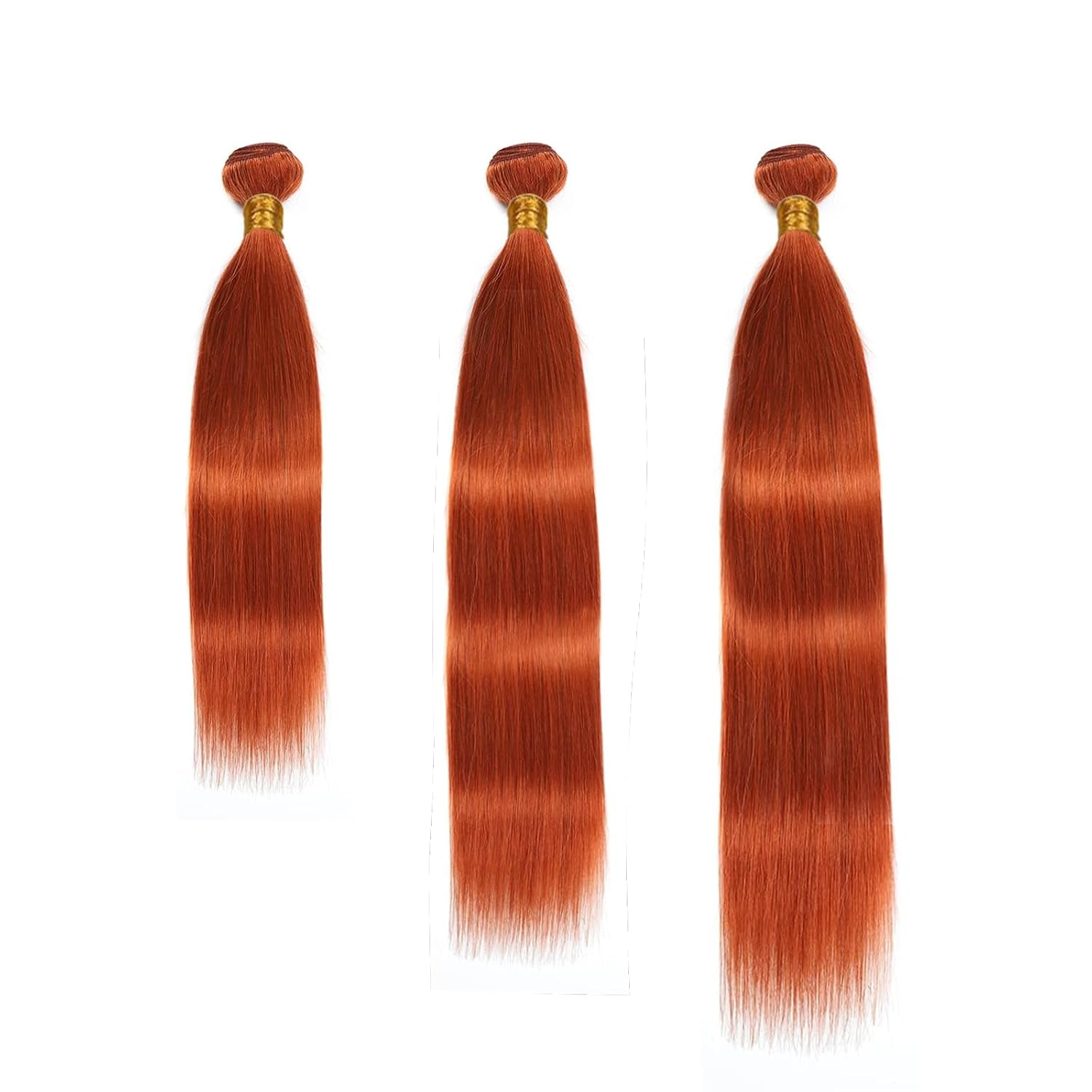 Orange Human Hair Bundles 10 12 14 Inch Straight Bundles Human Hair Brazilian Virgin Hair 3 Bundles Human Hair Extensions for Black Women（#350 Ginger Orange）