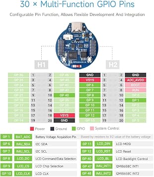 Waveshare ESP32-S3 Development Board, 32-Bit LX7 Dual-Core Processor, Integrates GC9A01 Display Driver Chip, With 1.28inch IPS Round LCD, 240×240 Resolution, Supports WiFi