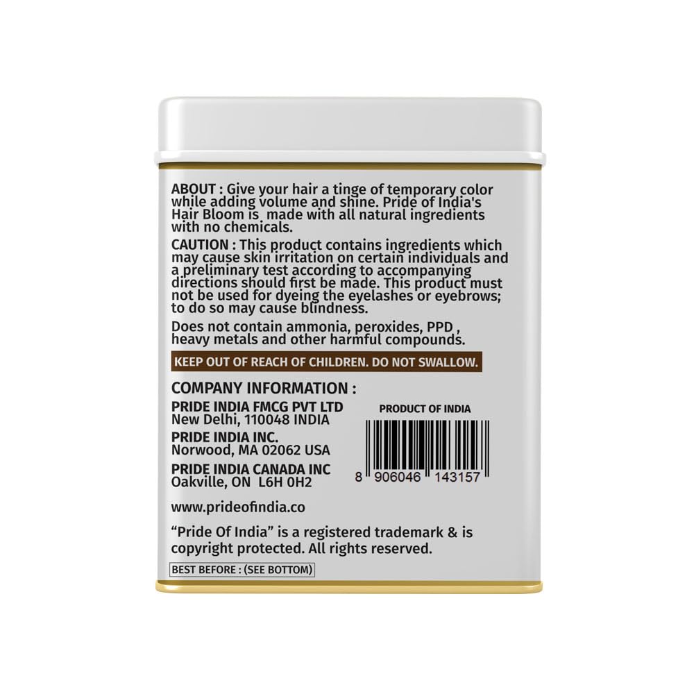 Pride Of India Hair Bloom Natural Brunette Hair Color- Herbal Henna & Indigo Mix Hair Color Powder- 12 individual sachets (10 gm each)- Reusable Brush & Tray Included-Temporary Hair Color