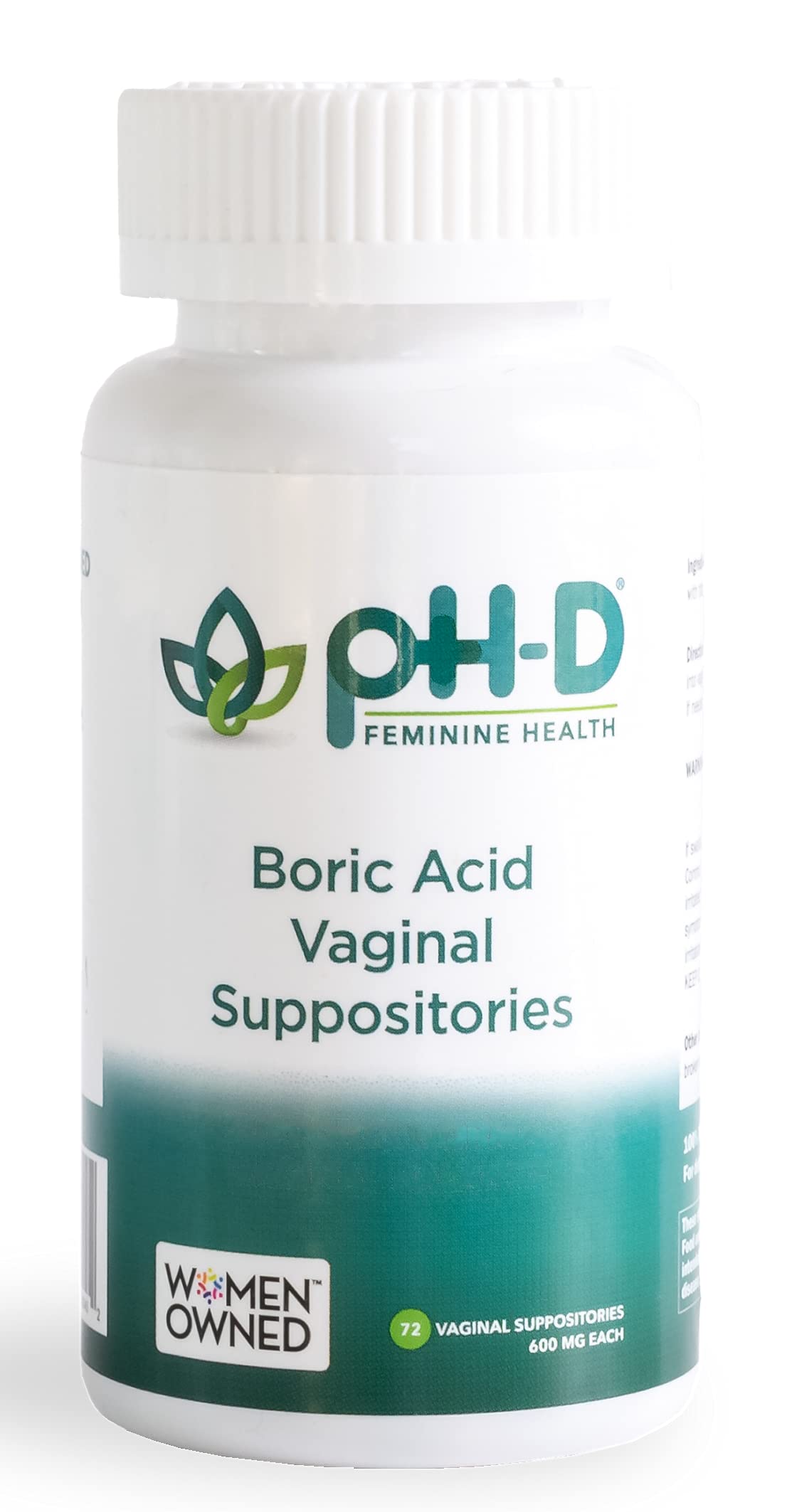 pHD Feminine Health 600 mg Boric Acid Suppositories Woman Owned