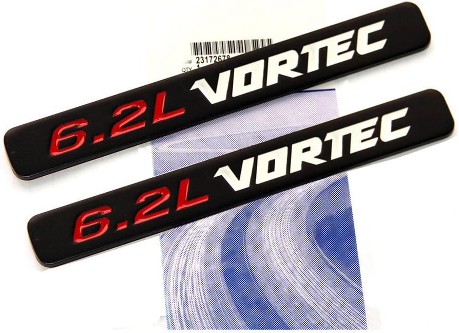 Qukparts 2pcs OEM 6.2L Vortec Hood Emblems Black Badge Replacement for Tahoe Silverado 1500 2500Hd 3500Hd Gmc Sierra White