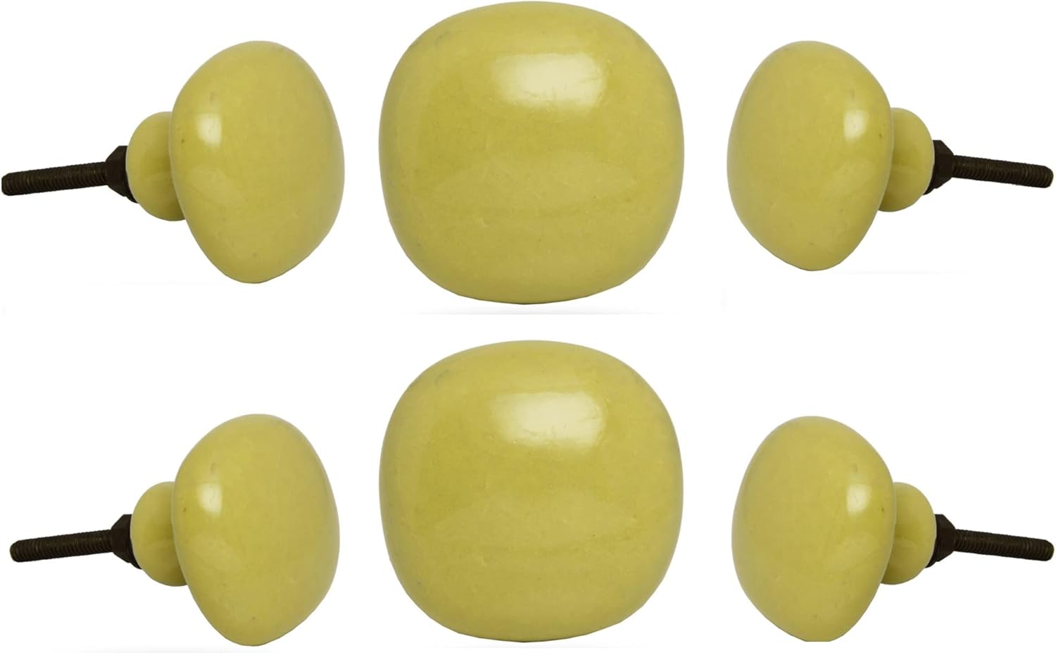TRINCAFERRO Set of 6 Knobs Ceramic PedraYellow Drawer Cupboard