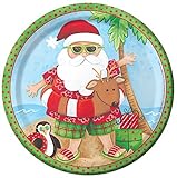 Creative Converting 426948 8 Count Paper Dinner Plates, Santa's Holiday, Red/Green/White