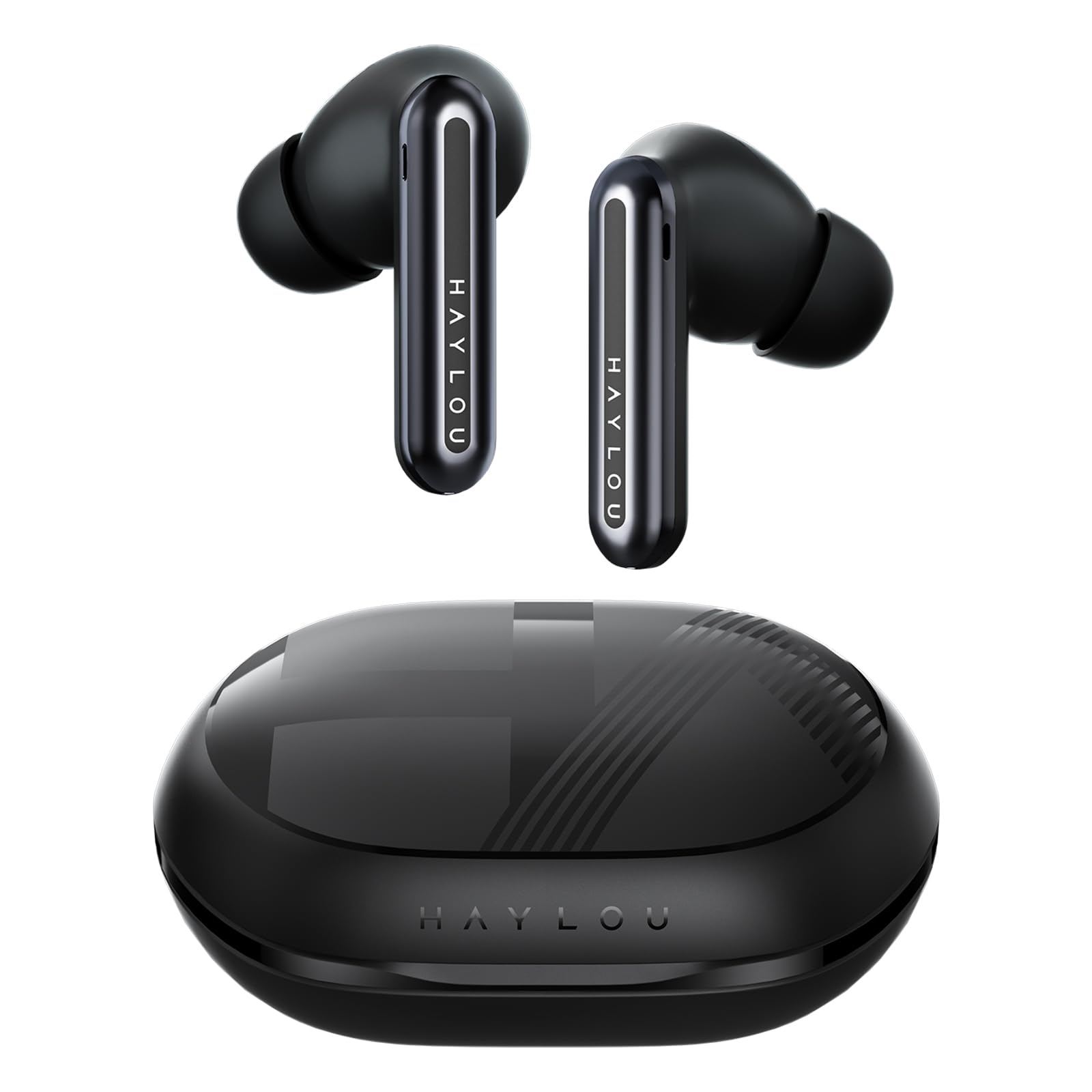 HAYLOU Mori Pro Noise Cancelling Wireless Earbuds, 43dB Auto-Adjustable ANC, 10mm Drivers Bluetooth Earbuds with 6 AI ENC Mic, 28H Playtime, Touch Control, IPX4 Water Resistant in-Ear Ear Buds Black