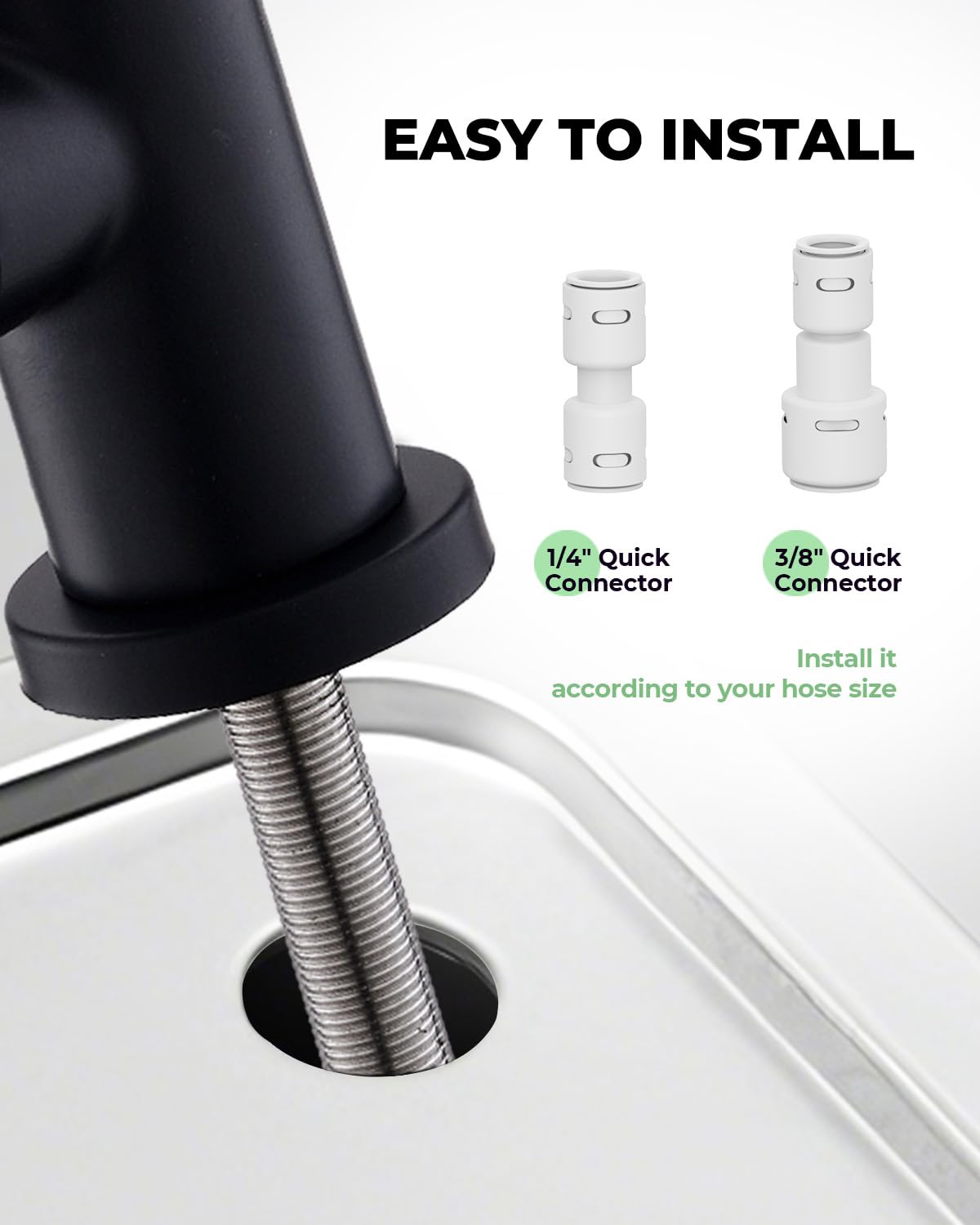 Grifos de agua potable para fregadero de cocina, grifo de filtro de agua negro mate para ósmosis inversa o sistema de filtración de agua, grifo de fregadero de barra RO, acero inoxidable