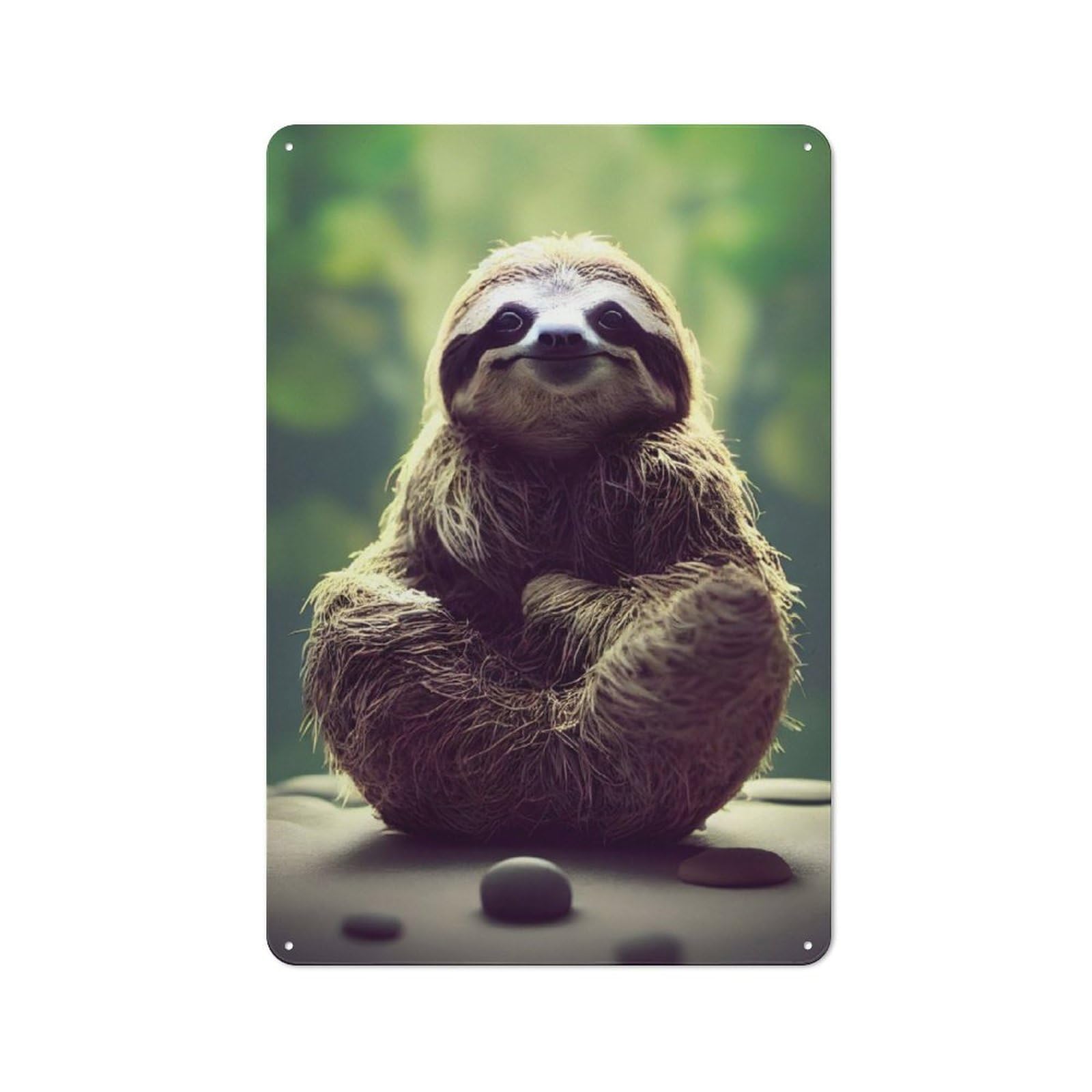 Junmoney Meditating Sloth Tin Wall Plaque 30X20cm With For Guest Room Or Hallway, For Metal Sign Collectors, For Garage And Workshop Walls