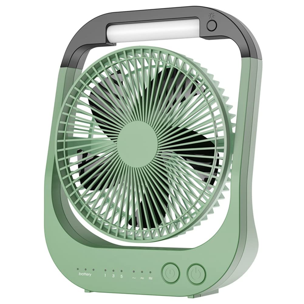 Ventilador de Escritorio USB 10000MAh Ventilador con BateríA Recargable Ventilador de Mesa de 4 Velocidades Ventilador de Camping de 8 Pulgadas Luz LED de RotacióN de 180°