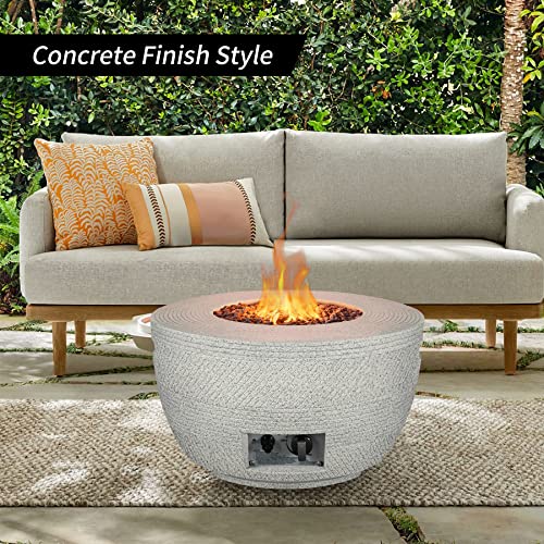 Kante 25 Inch Wide Round Biondo Grigio Concrete And Metal Outdoor Eco-Friendly Smokeless 50,000 Btu Propane Gas Modern Fire Pit With Waterproof Cover (Btw01-C91959) #TOP4