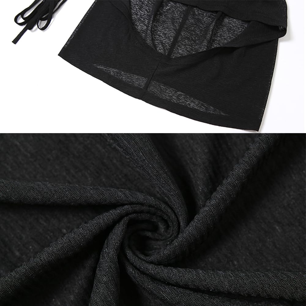 Sexy Cover Ups for Swimsuit Mock Neck Bikini Coverups High Split Dress with Hooded: Black X-Small-Small